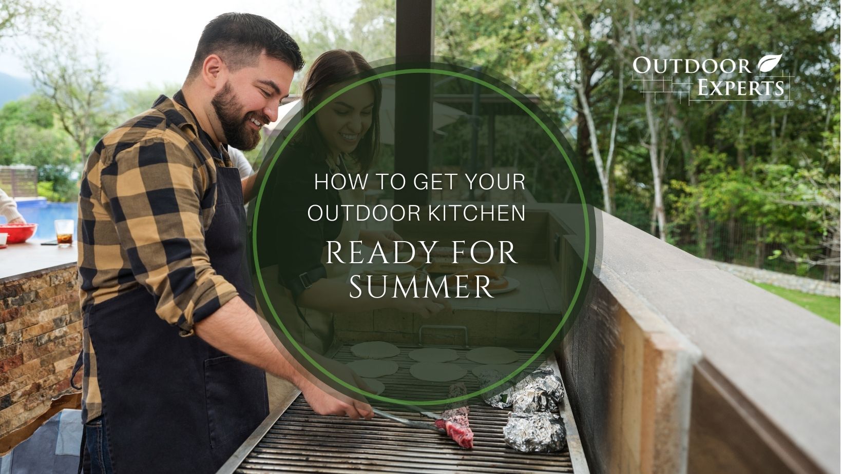 A man and women grilling beef